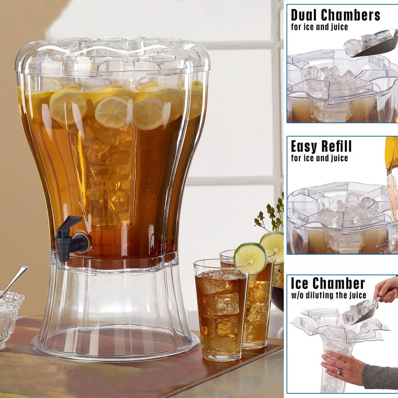 Buddeez Clear Drink 3.5 Gallon Plastic Beverage, Comes with Stand, Spigot, Ice Cone, Large Punch Dispenser for Parties - Image 3